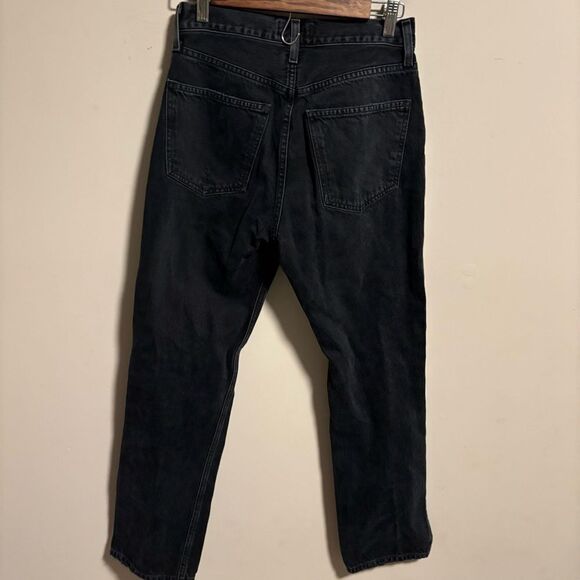 Agolde Lana Mid Rise Straight Leg Jeans Black Distressed- Size 26 - Picture 9 of 11